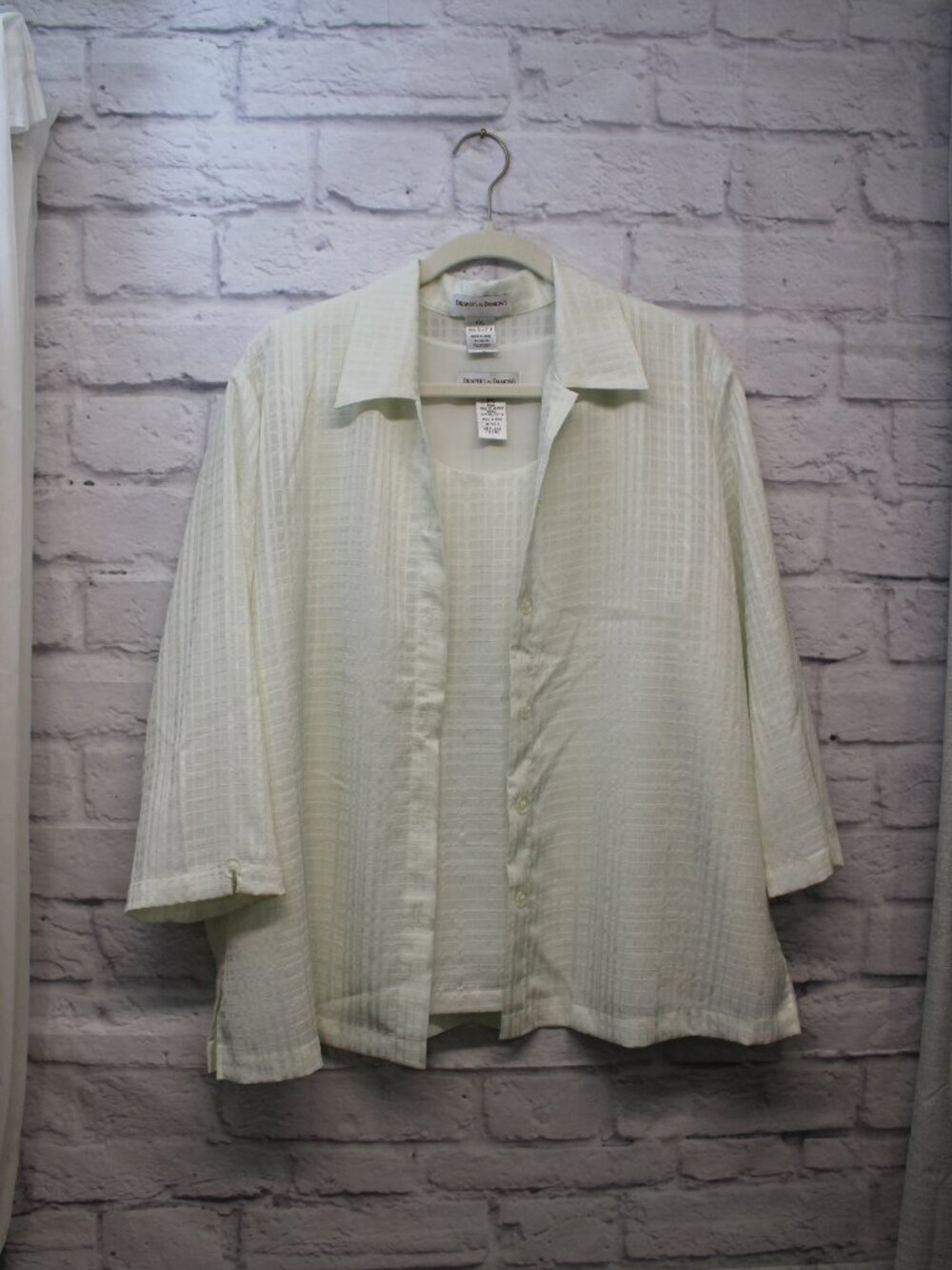 Draper's & Damon's Petite Extra Large Off White Semi Sheer Tank Jacket Set FLAW